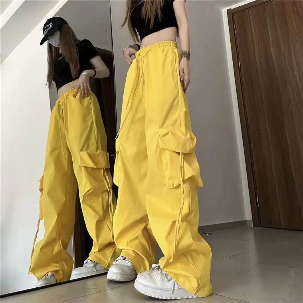 Mens Cargo Pants Summer Casual Loose Wide Leg Trousers Vintage High Waist Straight Street Fashion Comfortable Wear