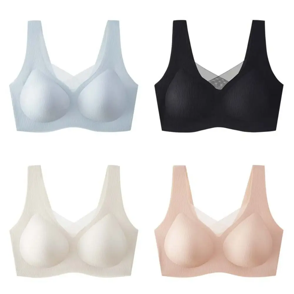 Traceless Wireless Deep V Bra Anti-sagging Shockproof Brassiere for Women Korean Fashion Solid Color Seamless Bra Girls Women
