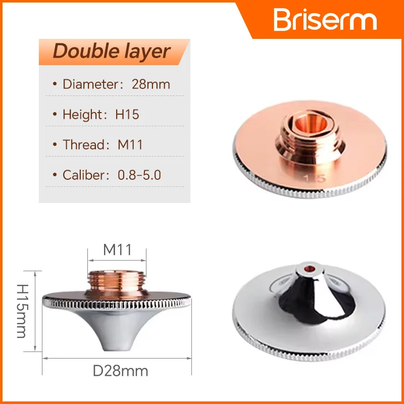 Hoge snelheid lasermondstuk D28 M11 H15 vezellaser snijmondstukken kaliber 1.0-5.0mm voor HSG WSX Precitec Bodor Raytools Boci
