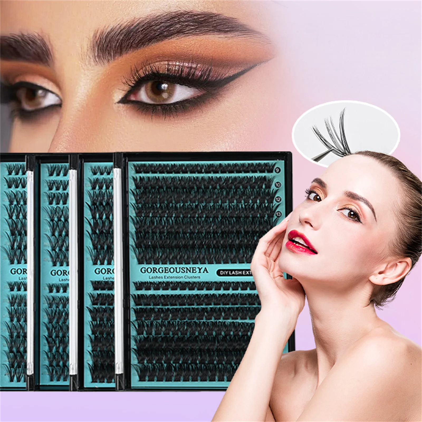 Ciglia finte individuali verdi 9-16mm Lunghezza mista Spessa CC Curl Cluster a fascia nera Ciglia per trucco professionale Salone fai da te