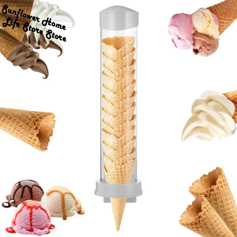 Universal Ice Cream Cone Dispenser Waffle Cone Holder 2 Gaskets Plastic Waffle Cone Storage Tube Magnetic Plate Adhesive Plate