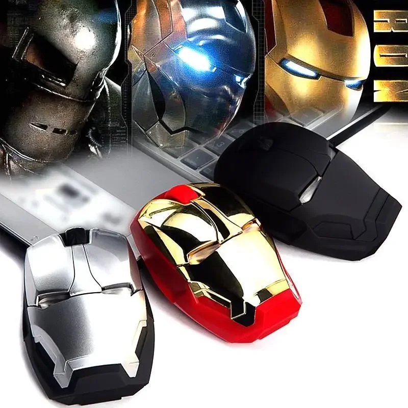 MarvelThe Avengers Iron Man Peripheral Movies Creative Personalized Portable Silent Wireless Mouse Office Home Boy Birthday Gift