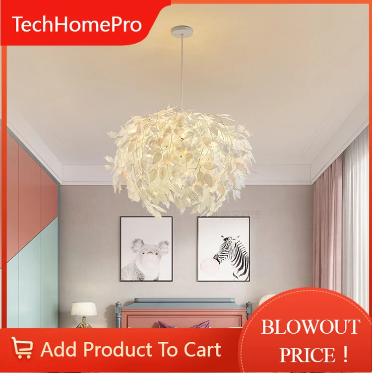 TechHPStylish Creative Art Fallen Leaf Shaped Indoor LED Pendant Light Plated Acrylic Lamp For Living
