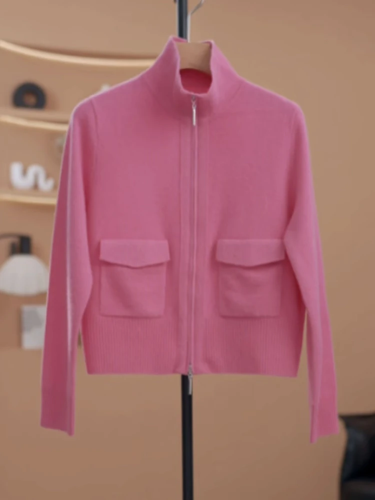 

Модный розовый открытый кардиган для женщин, весна 2026, новый стиль, элегантный, стройнящий, создающий атмосферу, повседневный, свободный, вязаный, S...