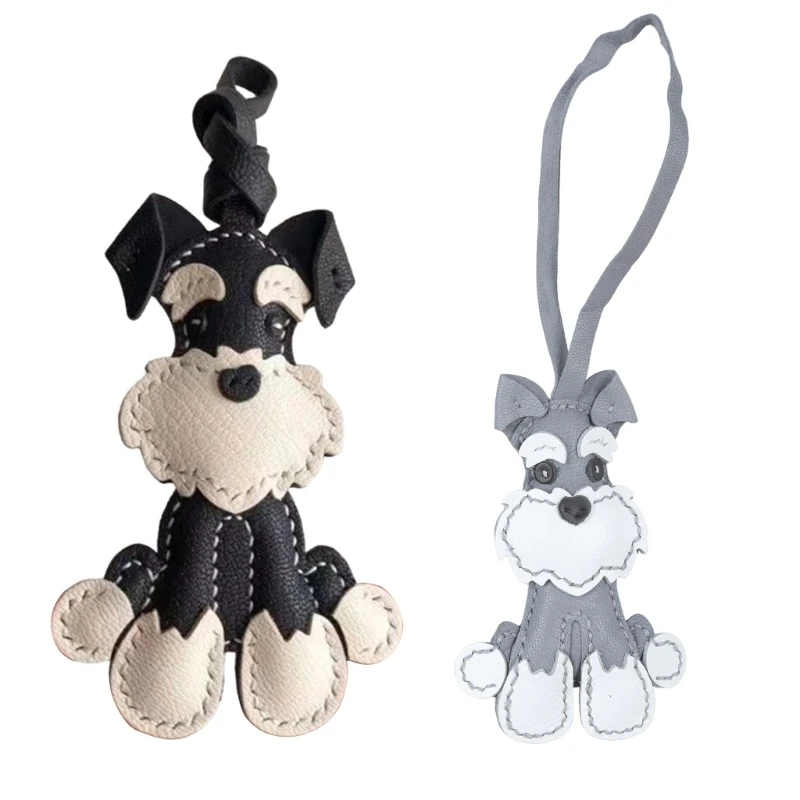 Elegant Schnauzer Leather Keychain Fashionable Schnauzer Pendant Key Rings Leather Bag Charm Accessory Dropsale