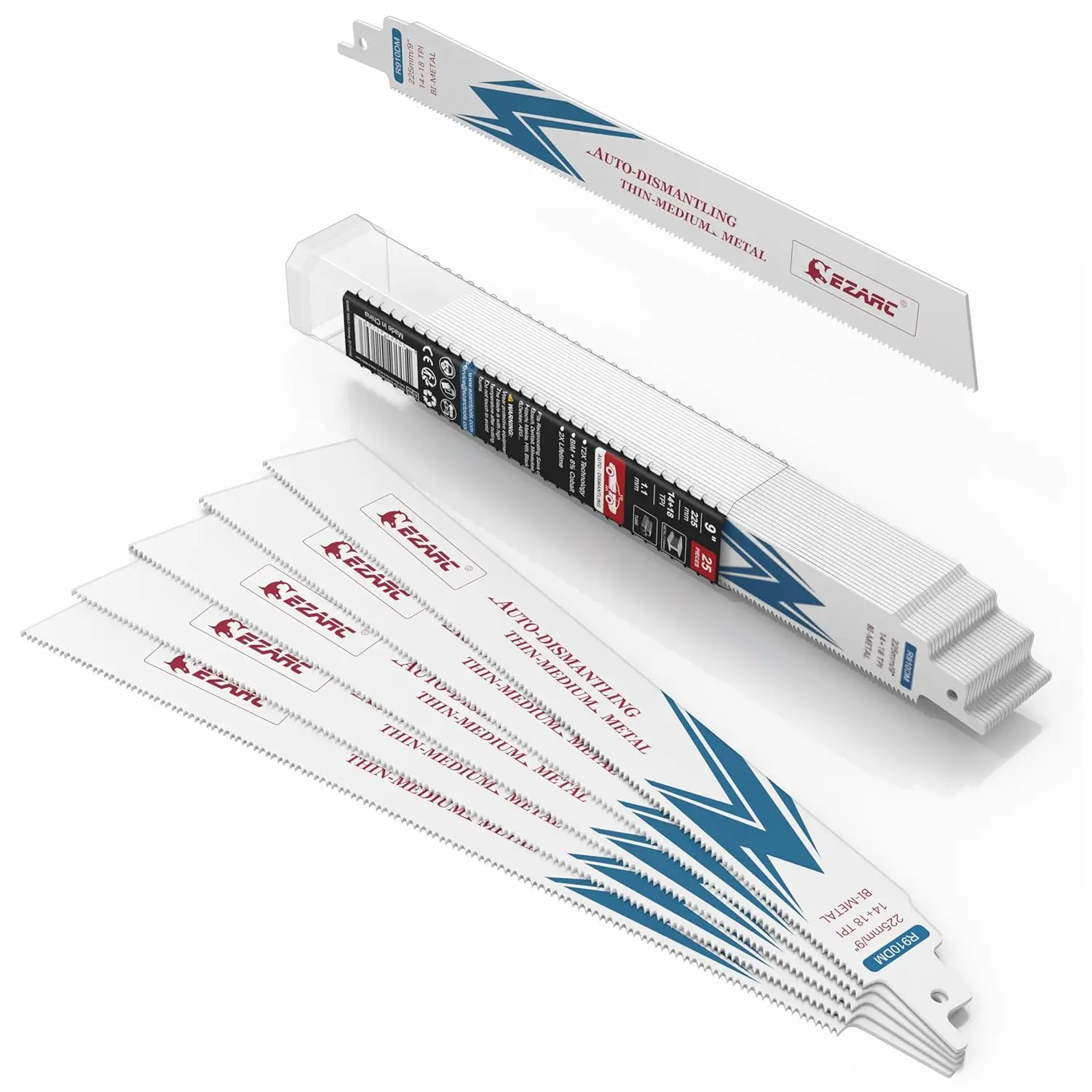 

Набор из 25 пильных полотен для сабельных пил, 9 дюймов, 14+18 TPI, для демонтажа автомобилей и резки средних металлических сплавов, биметаллическая конструкция