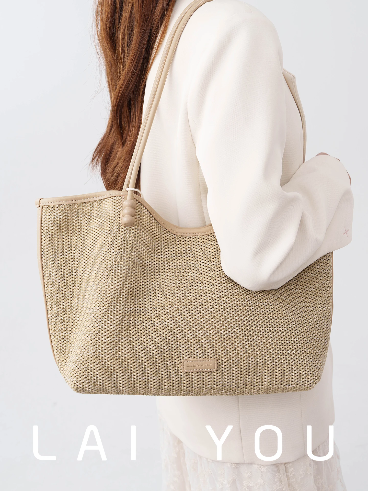 fashionable-large-capacity-hollow-out-knit-tote-bag-women's-commuter-casual-versatile-mother-daughter-single-shoulder-bag