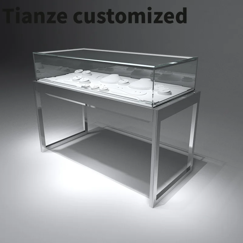 Customized-mdf explosive new products jewelry showcase cabinet rotating lockable mirror corner glass display cabinet f