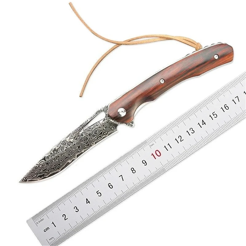ST249 Coltello tascabile pieghevole da campeggio esterno Caccia tattica Lama di Damasco Utilità portatile Coltelli per autodifesa per frutta Strumenti EDC