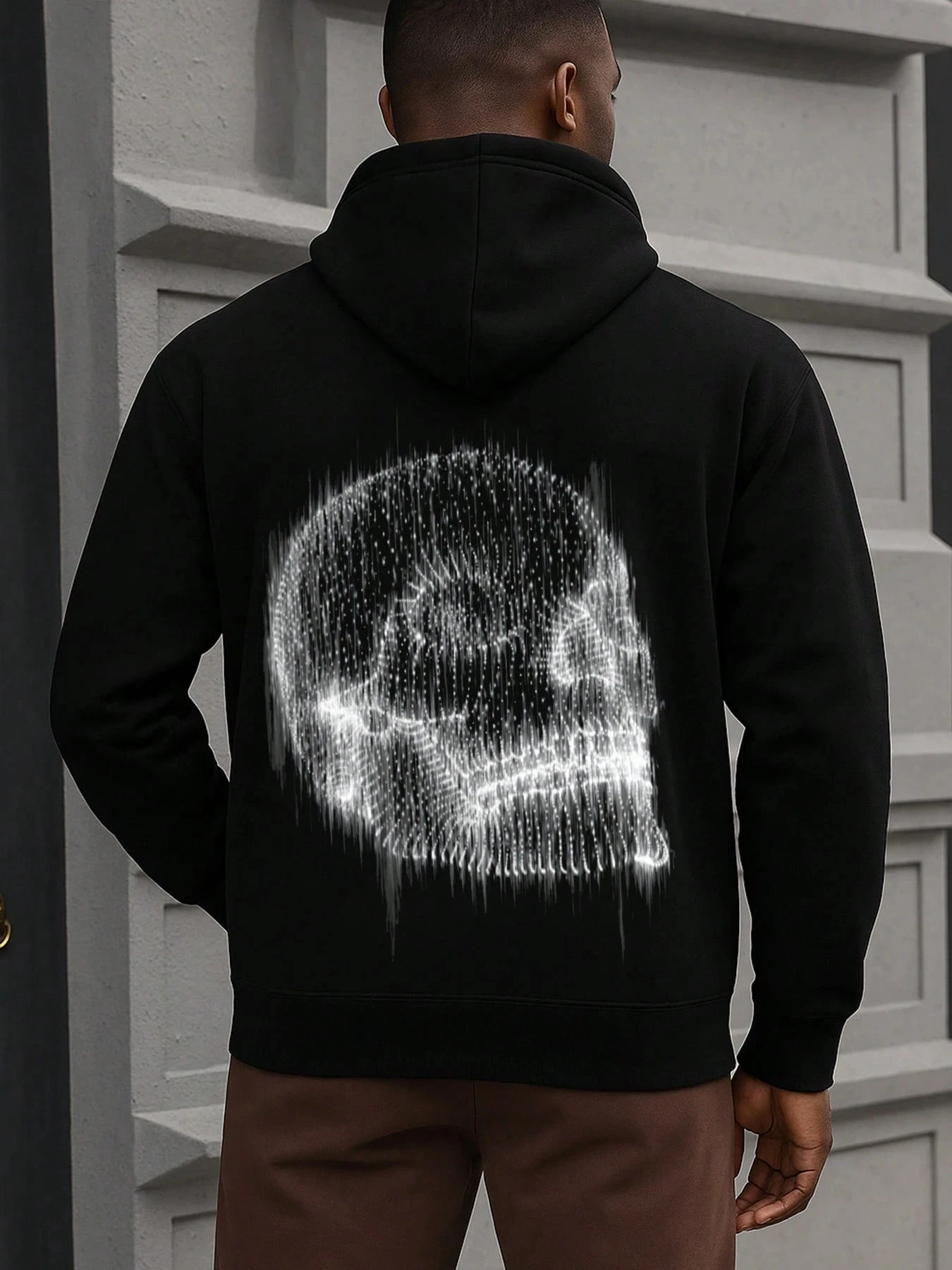 

Толстовка с графическим рисунком для мужчин, черная дышащая эластичная ткань, толстовка с круглым вырезом и длинными рукавами, подходит для осени