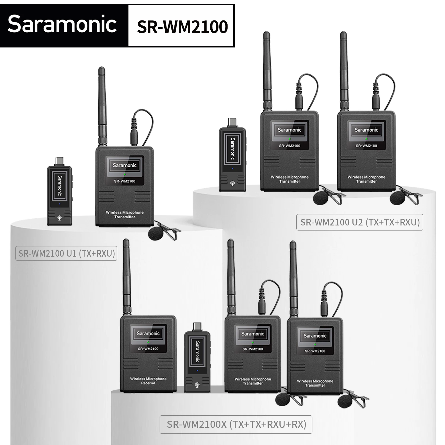 Профессиональная беспроводная петличная микрофонная система Saramonic SR-WM2100 U1/U2 2,4 ГГц для смартфонов