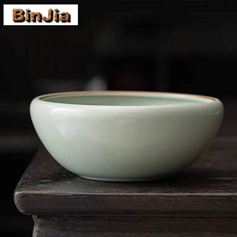 860Ml Handamde Azure Ru Kiln Porcelain Jianshui Boutique Washing Cup Bowl Writing-Brush Washer Chaxi Tea Ceremony Supplies Craft