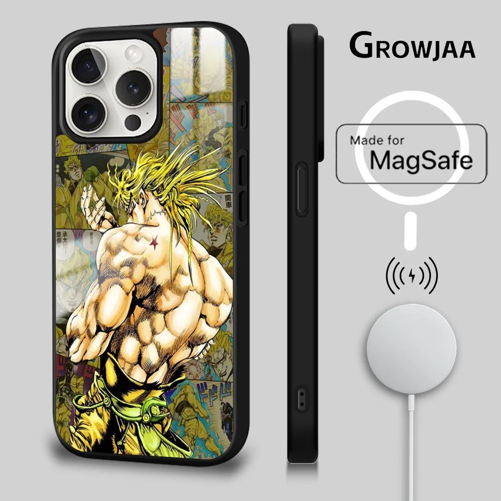 Anime J-JoJos Bizarre Adventure Phone Case For iPhone 16 15 14 13 12 11 Pro Max Plus Mini Magsafe Mirror Wireless Magnetic Cover