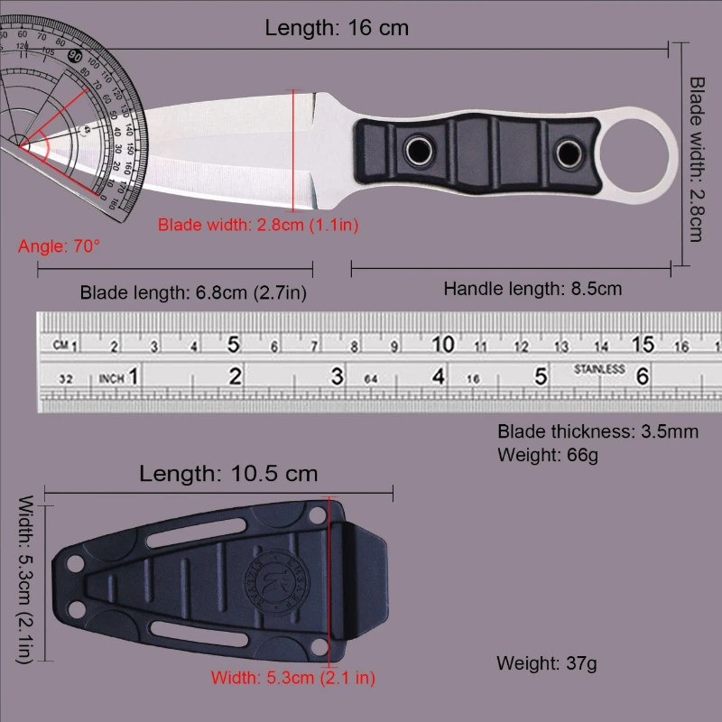 2024 New Camping Survival Tactical Small Straight Knife with K Sheath, Hiking, Portable Versatile Outdoor Knife, High Hardness