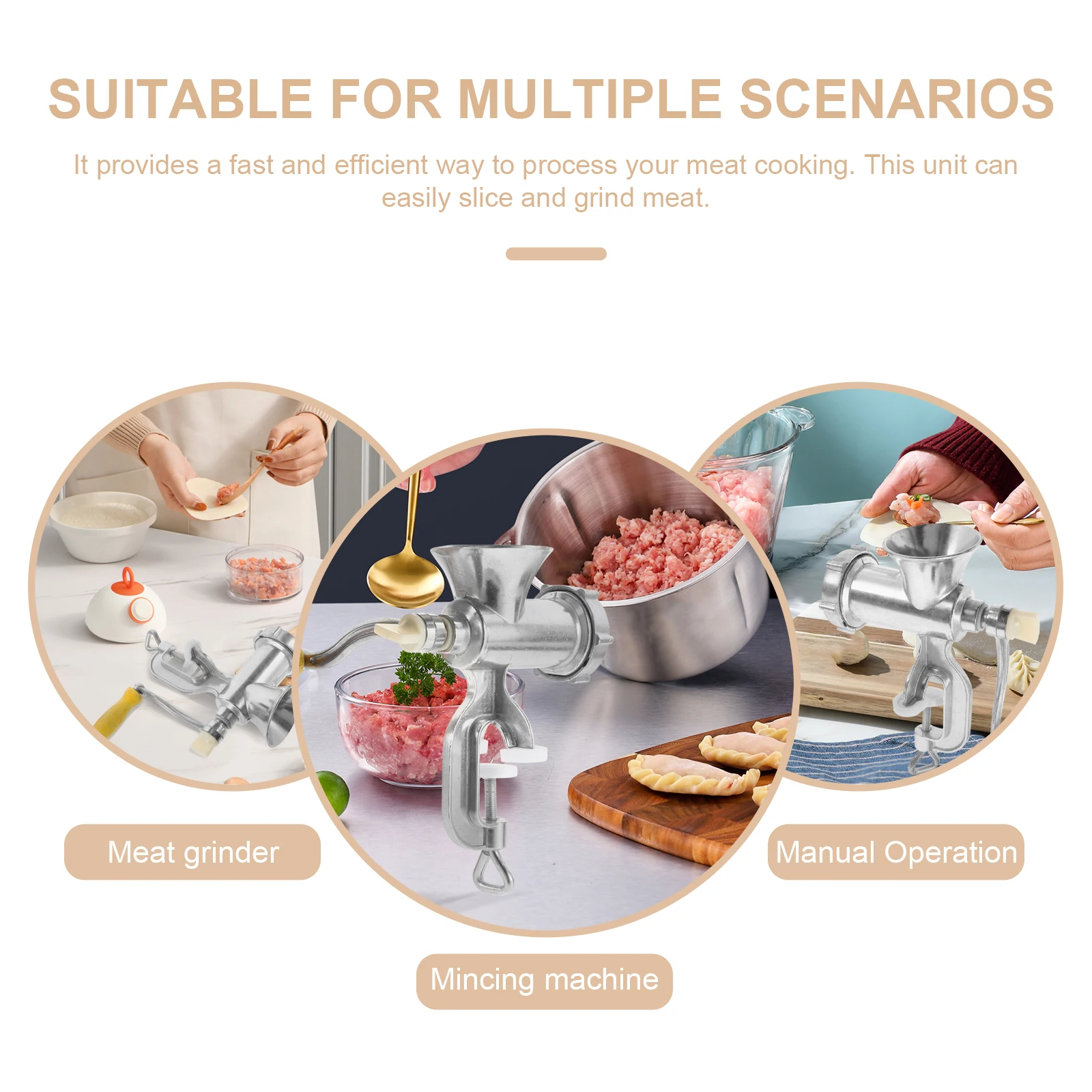 

Aluminium Manual Mincer Machine Multifunction Fast Meat Grinding Sausage Filling Home Kitchen Commercial Use