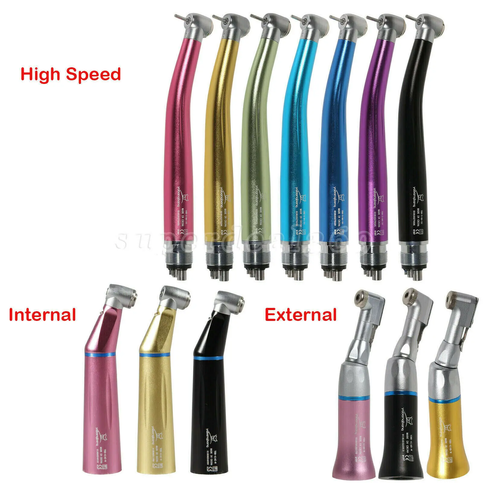 Dental High/Low Speed Handpiece (Inner LED) /External Contra angle 2/4Hole Fit NSK  Kavo 7 Colors