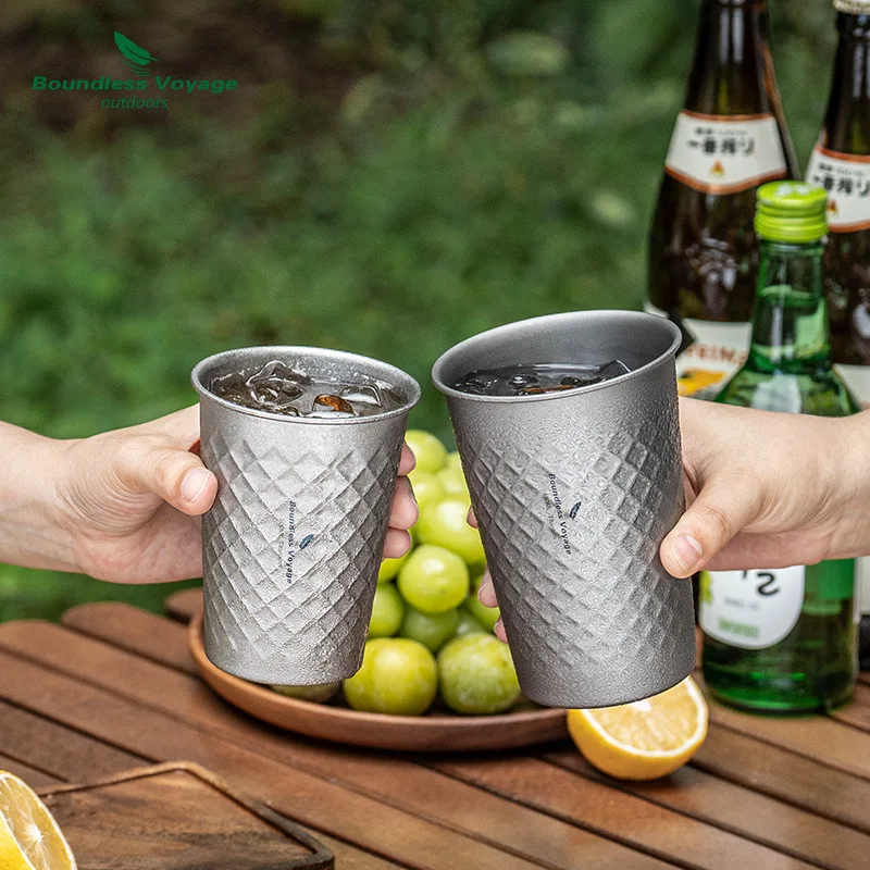 كوب ماء بطبقة واحدة من التيتانيوم النقي، كوب بيرة قهوة محمول للتخييم في الهواء الطلق، A1571 #3