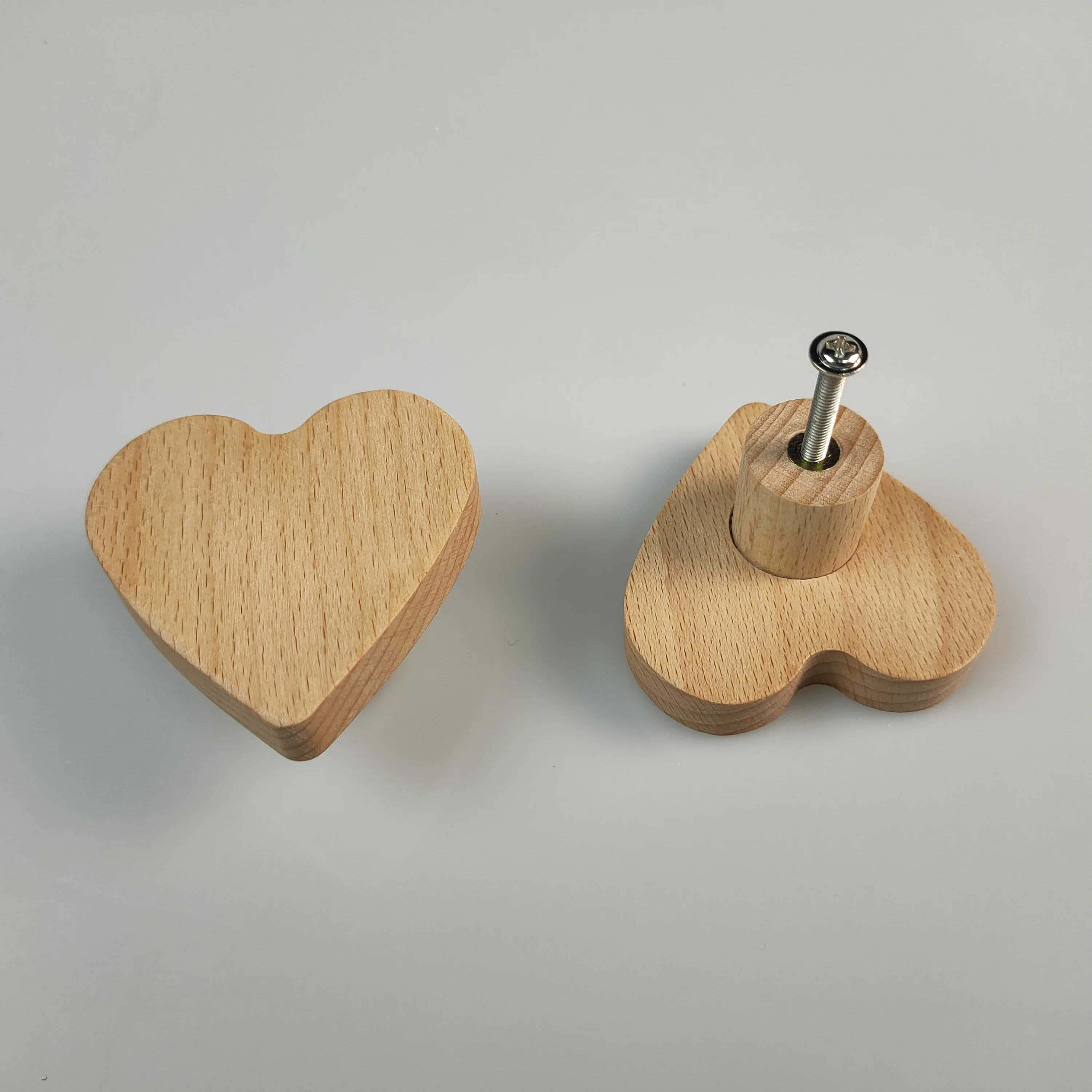 Cute Wood Heart Shape Furniture Handles Wardrobe Knob Kitchen Cabinet Handles Door Pulls Children Room Decoration Hardware