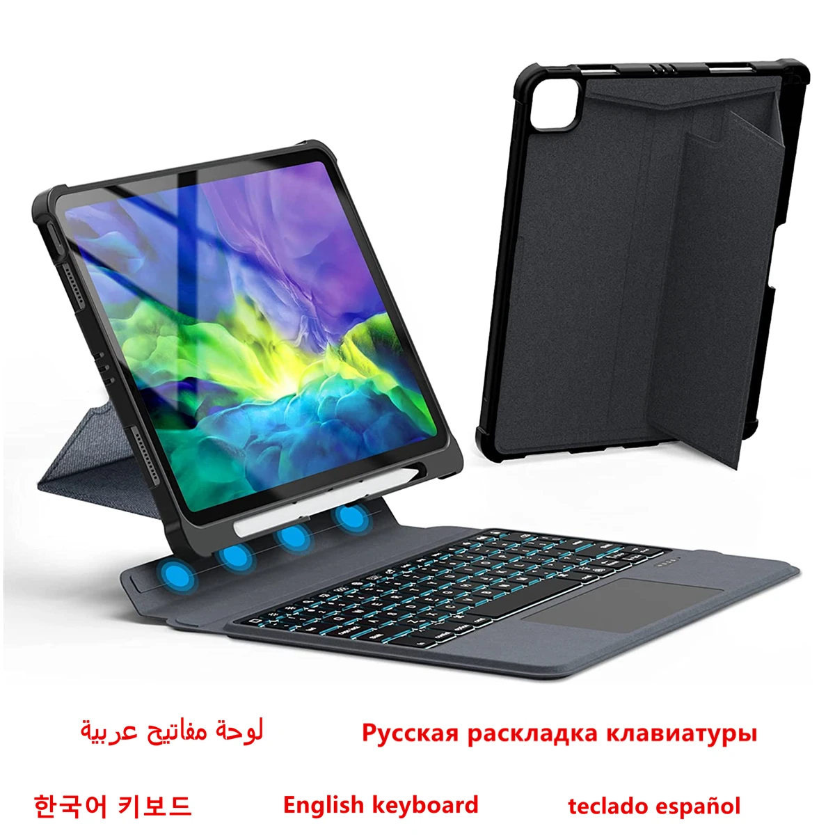 Funda con teclado táctil para iPad Pro 11, Air 3, 10,5, Air 4, Air 5, 10,9, 7th, 8th, 9th, 10,2, 10th, 10,9, 10,9