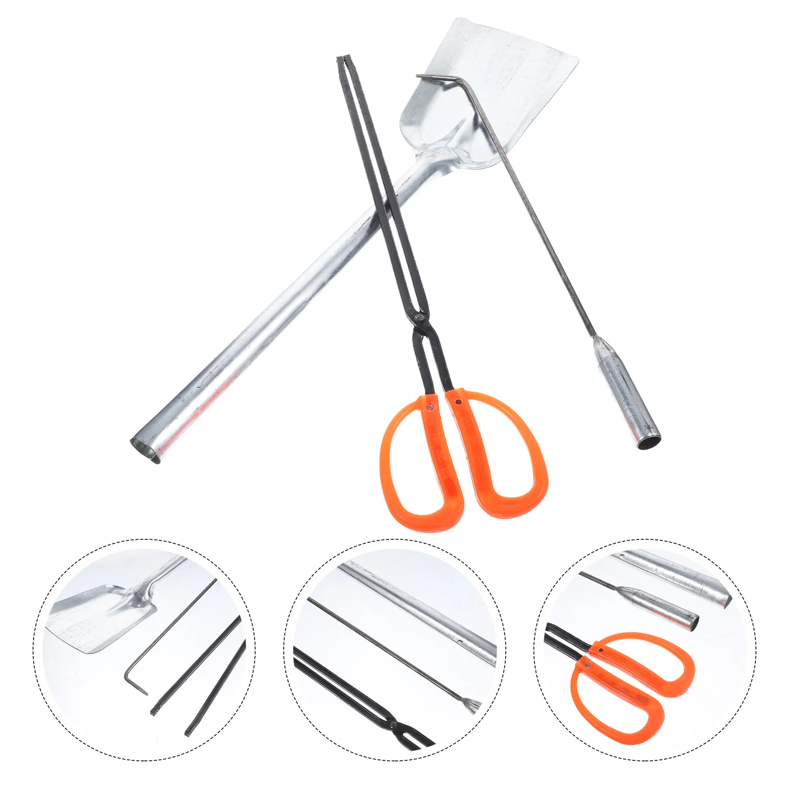 

1Set Fireplace Tools Set Heavy Duty Rustproof Coal Shovel Fire Poker Fire Hook for Home Garden Bbq Ash Removal Long Handle Iron