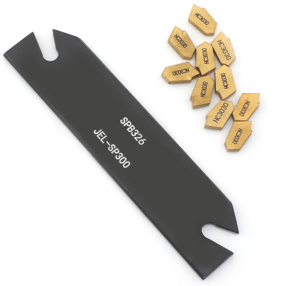 11PCS Lathe Grooving Cutting Tools Kit, SPB326 Parting Cut-Off Tool Boring Bars with 10pcs GTN-3 NC3030 Carbide Inserts view 4