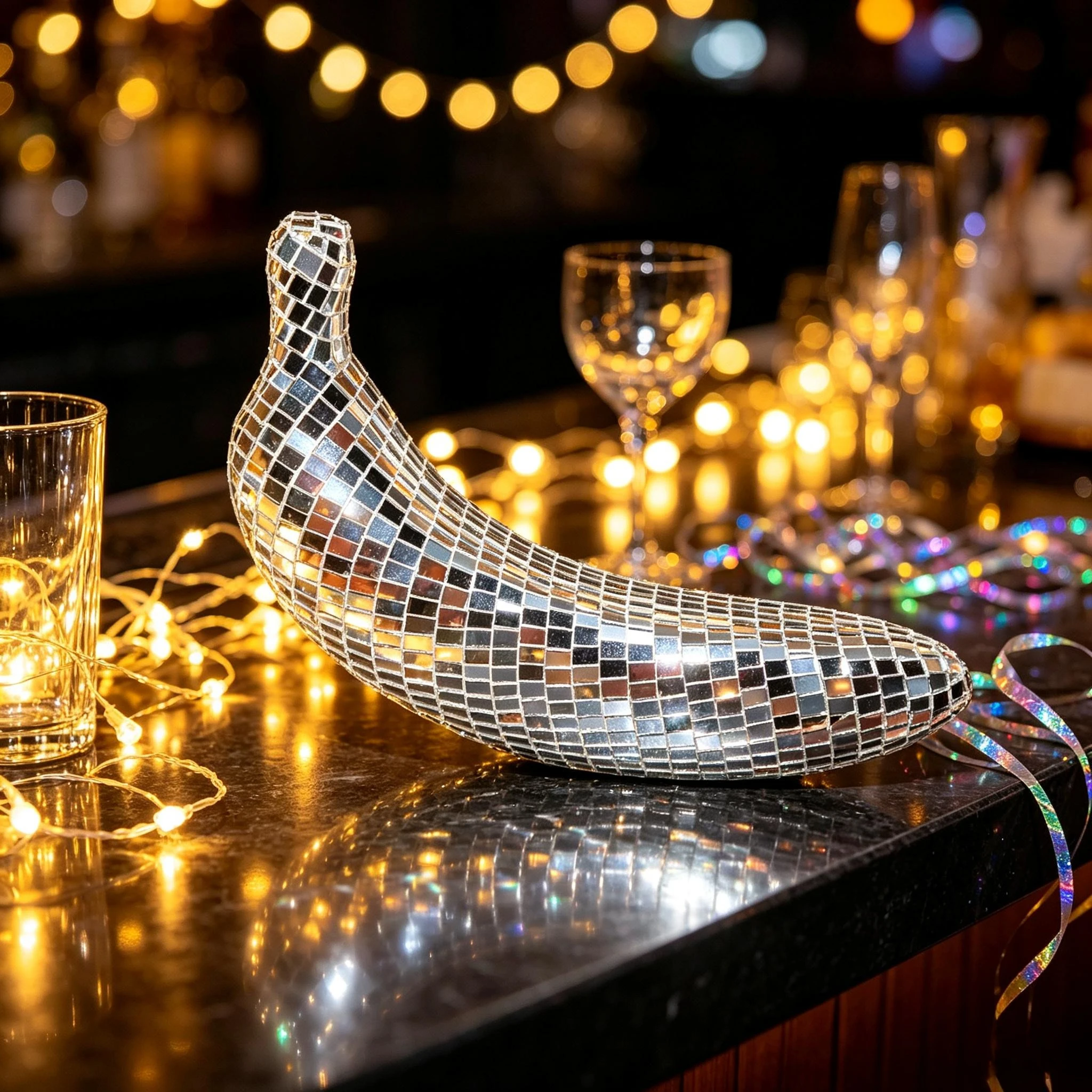 Banana Disco Ball Fake Fruit Ornament Summer Creative Tabletop Decor for Home Party Supplies