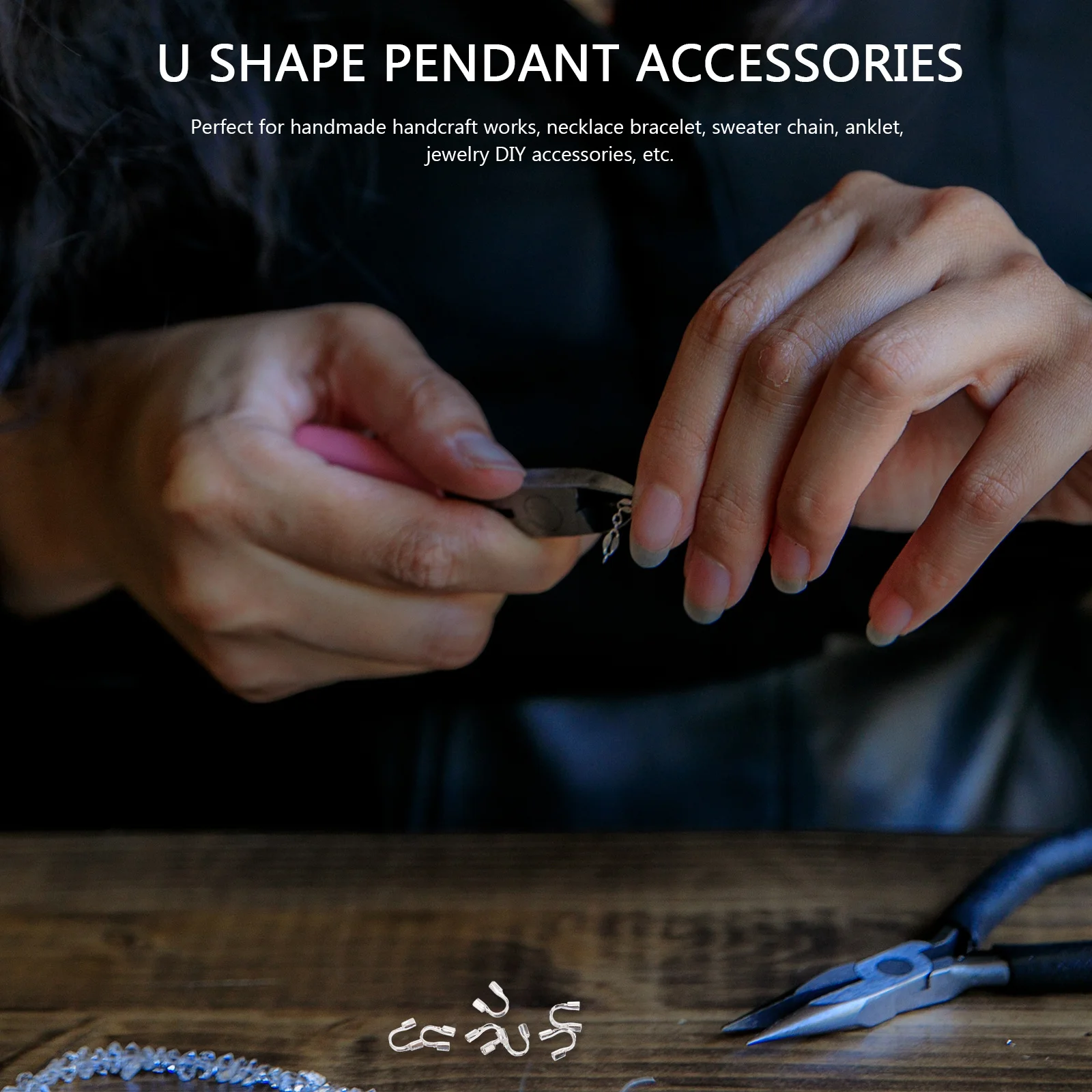 

200Pcs Jewelry Wire Protectors Silver Brass U Shape Guardians for Abrasion Resistance in DIY Necklace Bracelet Making Craft