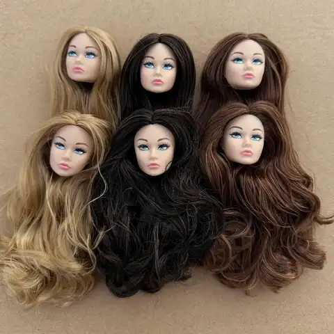 Vintage 1/6 PP Ansiktsgjutningsdockhuvuden från Beige Mörkbrun Hudton Modedockehuvud Smink DIY Leksaksdelar Flickors Födelsedagspresenter 8 best sales Barbie vintage - №7