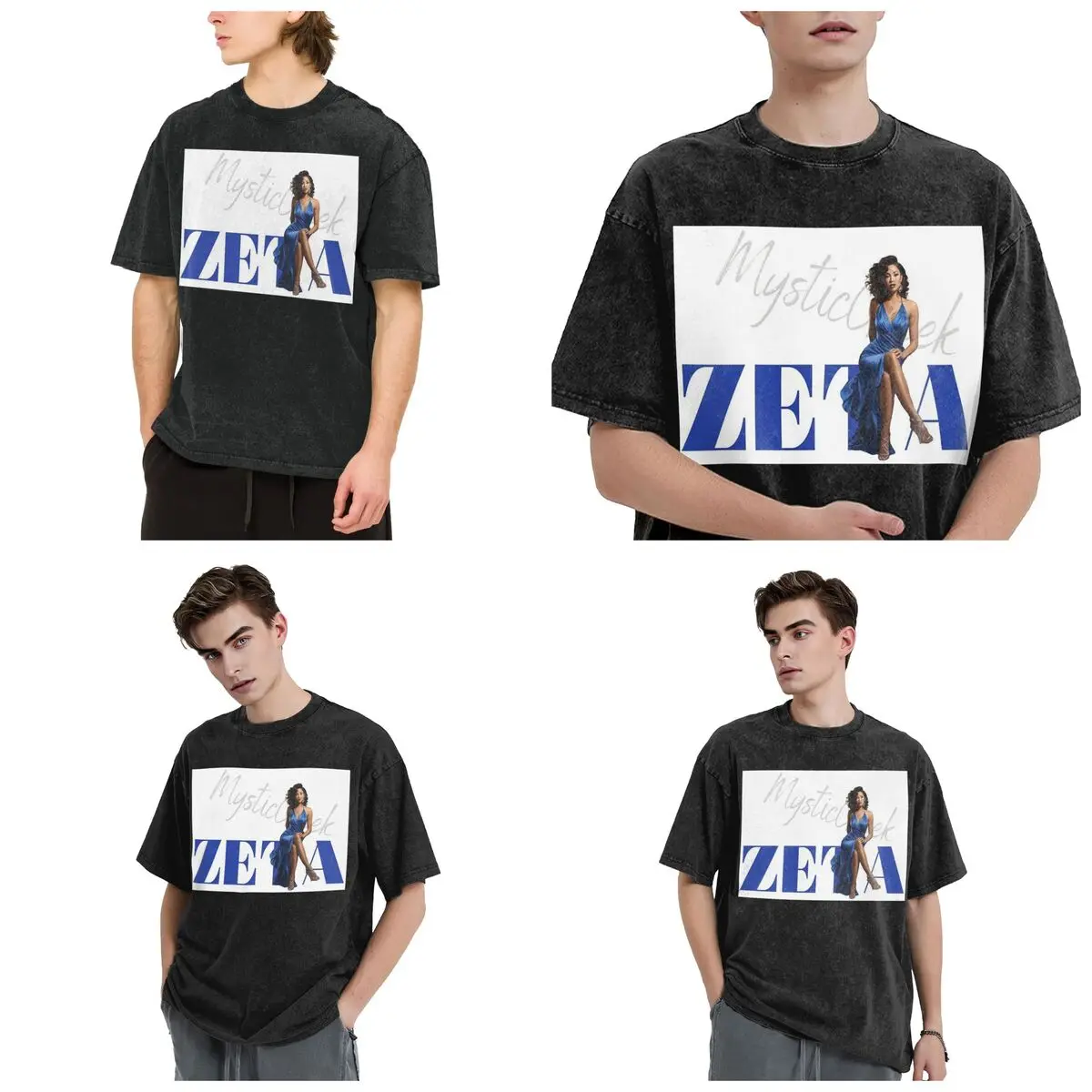 Streetwear T-Shirts Zeta Phi Beta Sorority Greek Letter 1920  Washed T Shirt Short Sleeve Hip Hop T-Shirt Tops Tees
