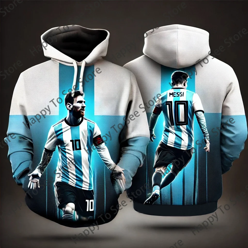 Sports Outdoor Football Training Spring Fall Top Children Adult Sweatshirt 3d Long-Sleeved Hoodie Loose Sports Pullover Ai Messi