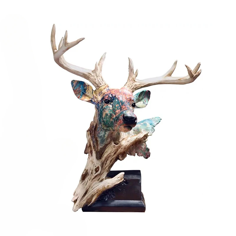 

Nordic Style Graffiti Deer Ornament Home Decor Resin Simulation Deer Head Statue Home Office Creative Decoration Crafts