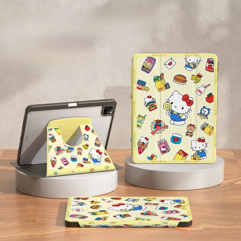 

Чехол Hello Kitty для iPad Funda ipad 9/10/11 A16 11 дюймов, чехол для планшета Air3 4 5 10,9 дюйма M2 M3 Pro4 5 6 12,9 дюйма M4 13 дюймов, защитный чехол