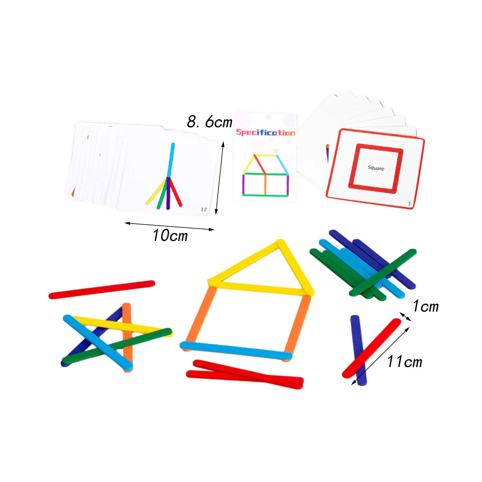 子供向けの18枚のカード,カラフルなスティック,幼稚園向けのパズルを備えた教育玩具