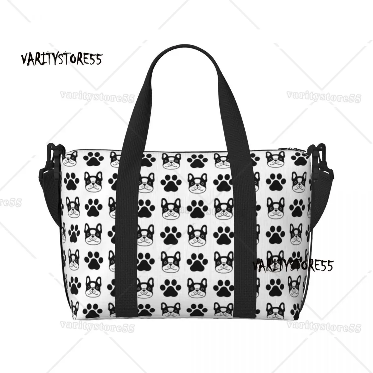 

Custom Large Cute French Bulldog Paw Tote Bag Women Pet Dog Shopping Shoulder Beach Gym Travel Bag