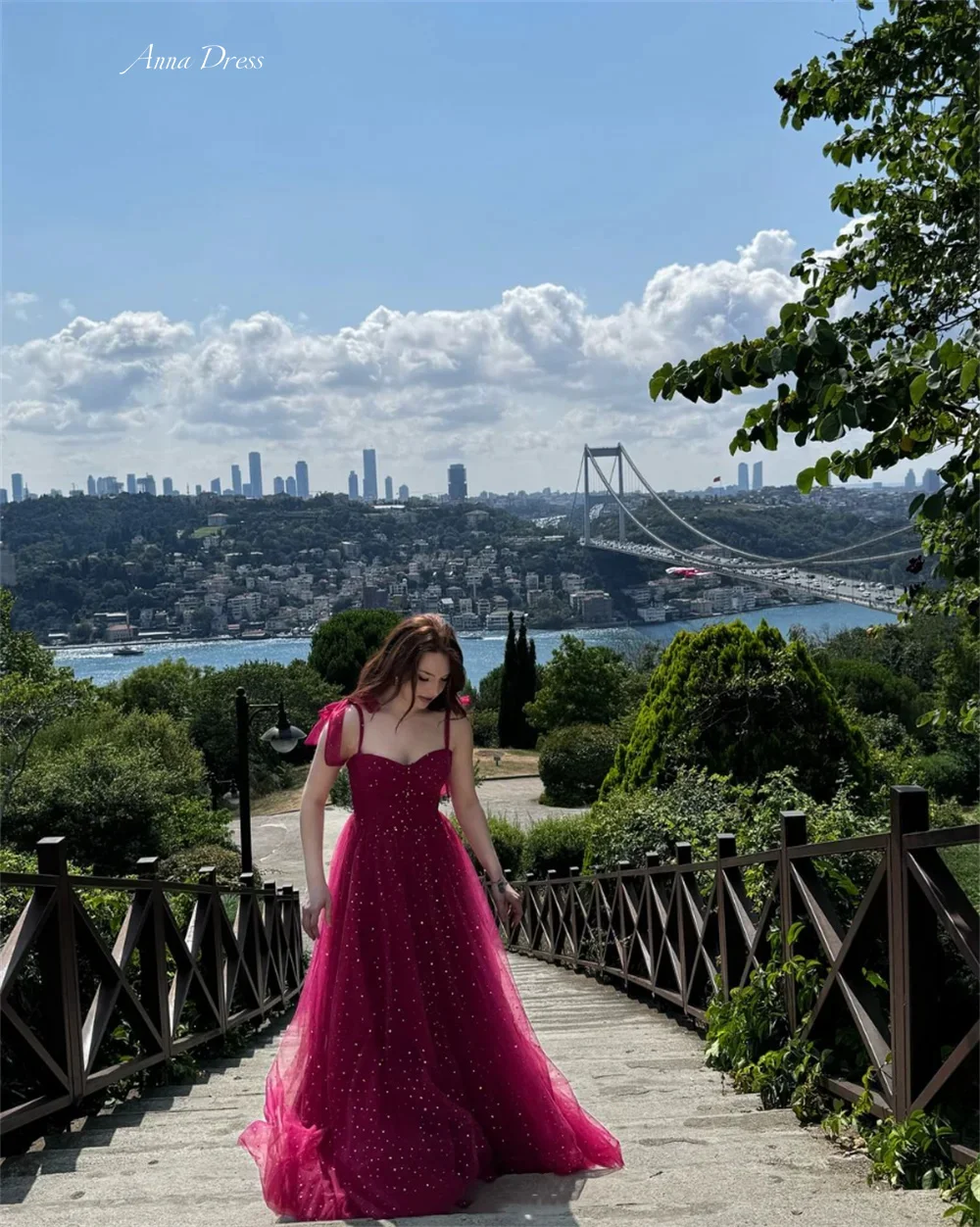 Anna Custom Made Prom Dress Women Elegant Party Spaghetti Straps Gauze Line A Elegant Luxury Evening Dress 2024 Dresses Gala