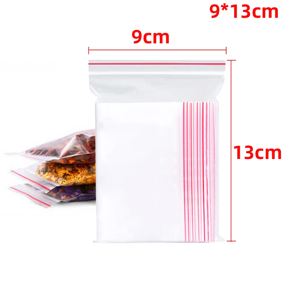 100-500PCS Hersluitbare Zip Lock Plastic Zakken Self Seal Clear Poly Bag Voedsel Opslag Pakket Zakjes Vacuüm verse Organiseren Zak