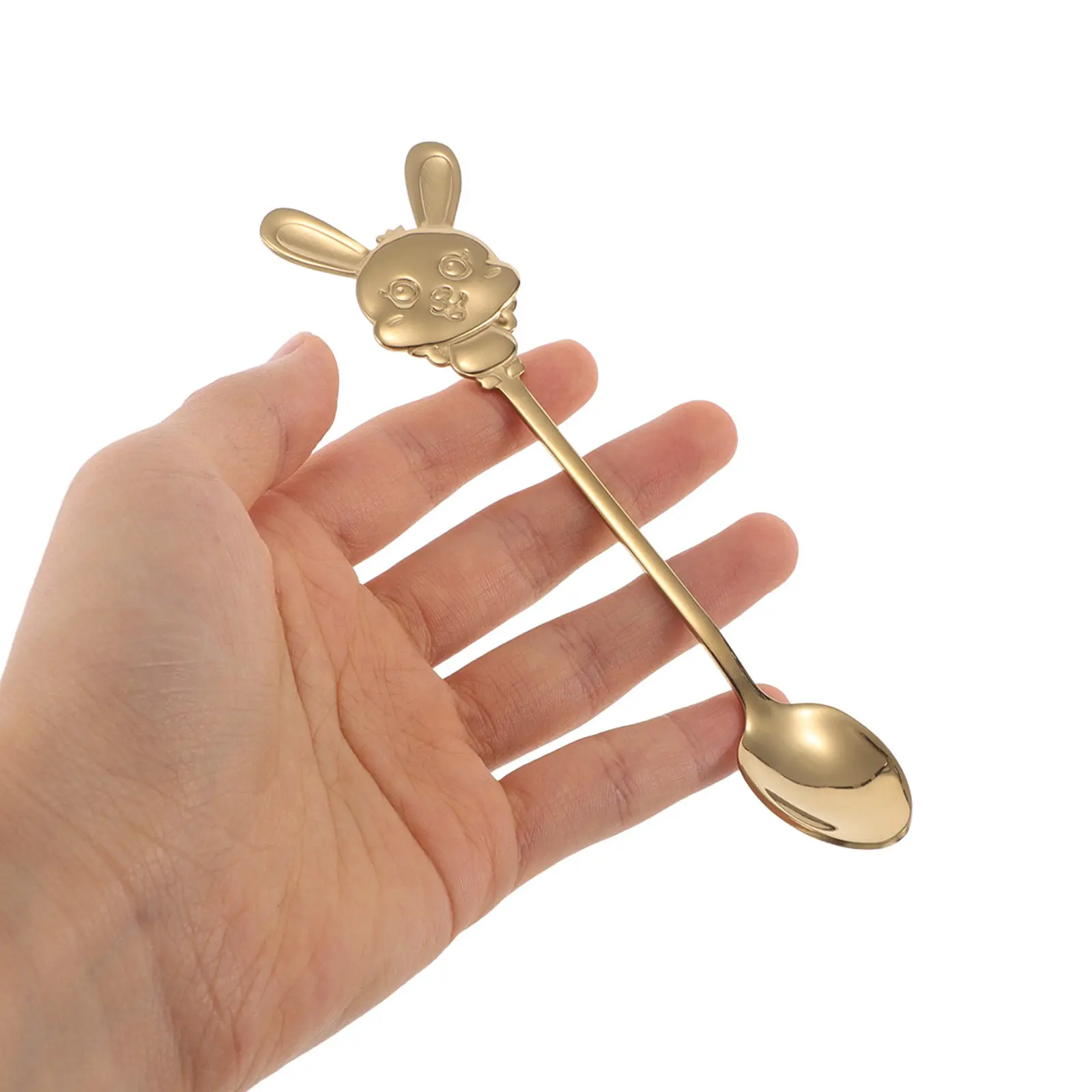 

6PCS Rabbit Coffee Spoon Stainless Steel Espresso Spoon Bunny Dessert Teaspoons for Soup Yogurt Desserts Easter Party Supplies