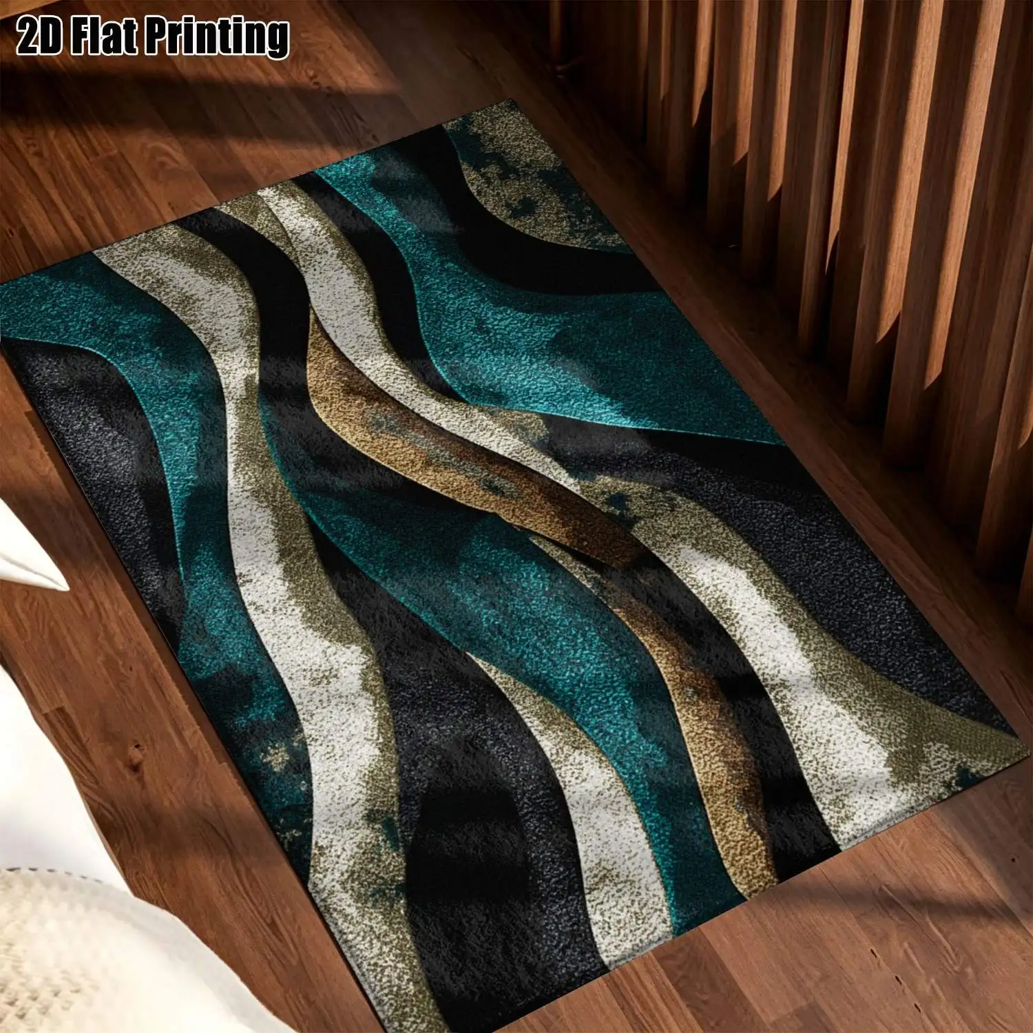 1Pc 2D Printed Carpet: Blue Black Brown Abstract Art, Nordic/Instagram Style, Modern Minimalist Geometric Stripe Vintage Home Decor, Multi-Size, Machine Washable, for Entryway, Dining Room, Bedroom, Living Room, Etc