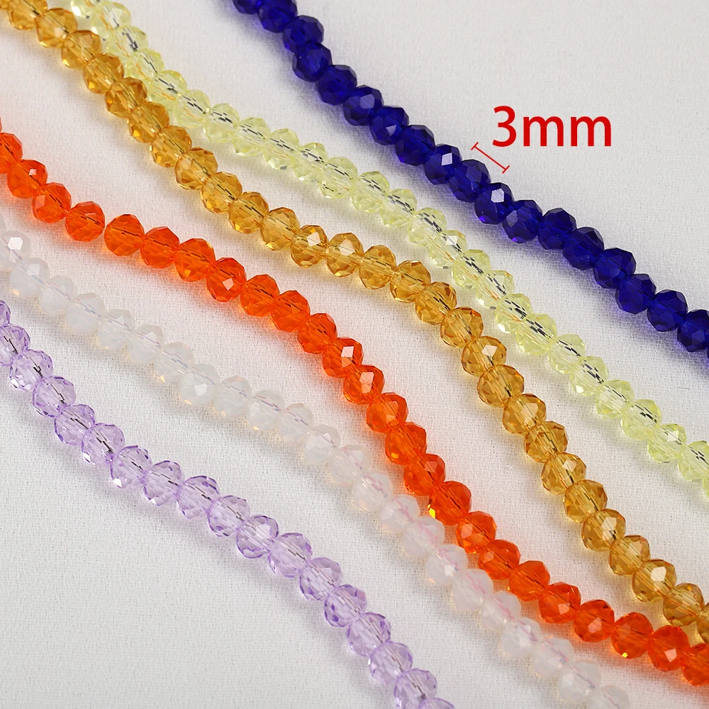 3mm Colorful Transparent Beaded Chian Glass Loose Beads Crystal Stopper Spacer Bead For DIY Jewelry Finding Necklace Supplies