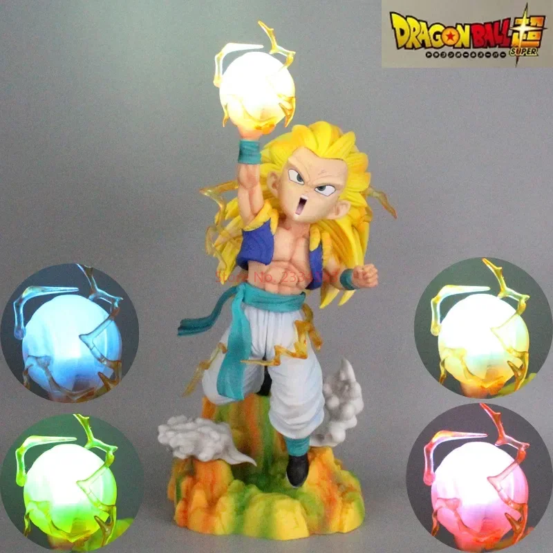 

28cm Gotenks Dragon Ball Anime Figurine Super 3 Gotenks Action Doll Can Emit Light Pvc Model Collection Ornaments Kids Toys Gift