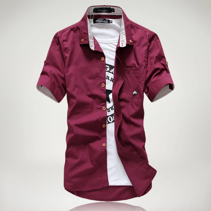 2023 Summer Mens Pure Cotton Embroidered  Casual Solid Shirts Men\'s Short Sleeve Dress Shirt Men Plus Size 5XL 4XL