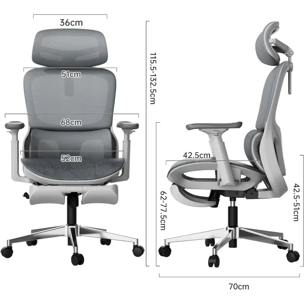 Hbada P2 Ergonomic Office Chair, Office Chair with 3D Lumbar Support, Mesh Chairs with 3D 360° Rotation Arms & 3D Headrest