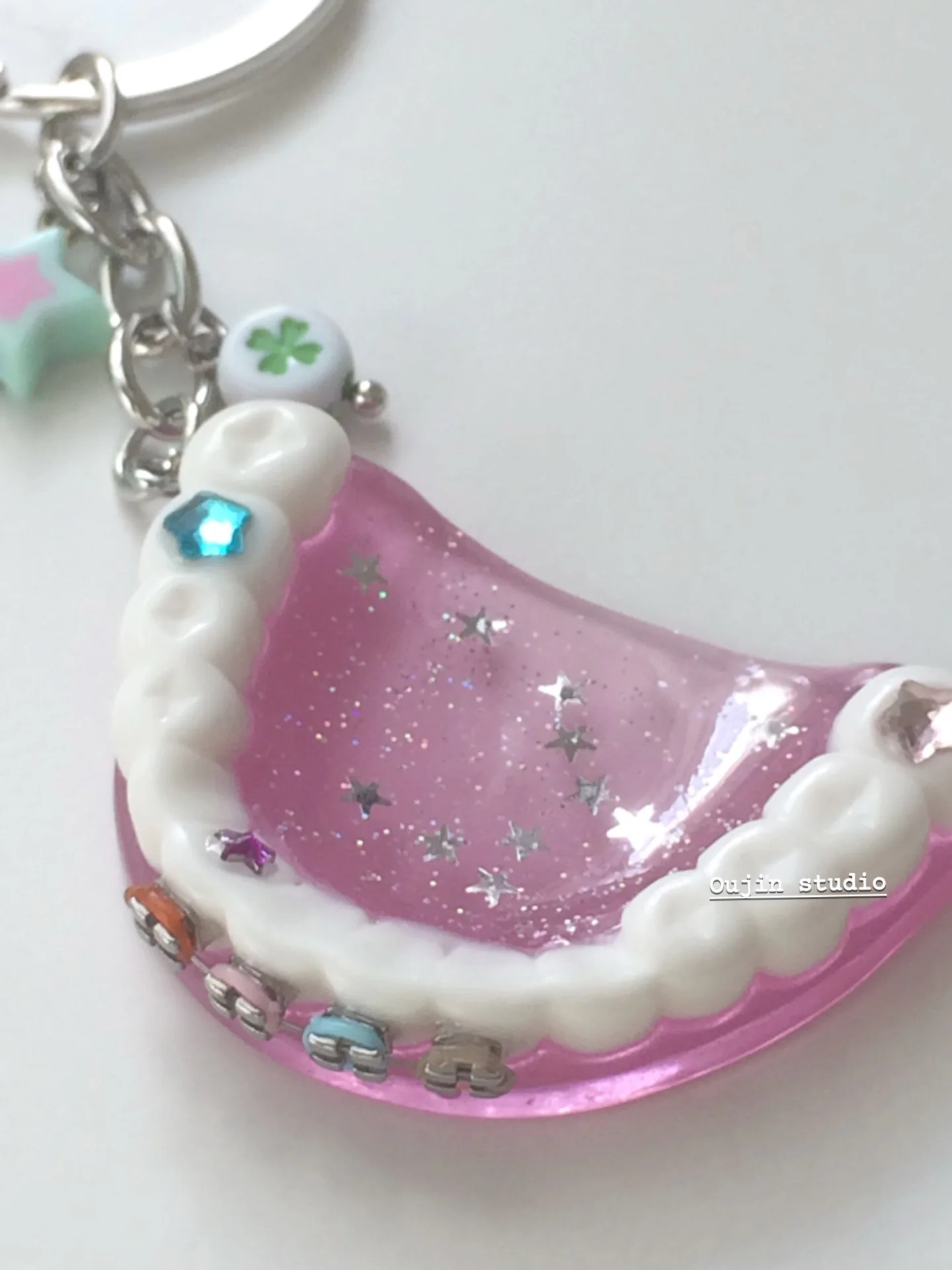 Cute Girl DIY Flash Diamond Star Tooth Bracelet Keychain Pendant Bag Accessory Korean Style Small Batch Design Sweet Lovely