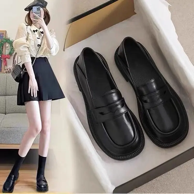 

Spring New Soft Leather Women's Loafers Flats Versatile Work Shoes British Style Slip-On Casual Fashion Single Shoes for Women
