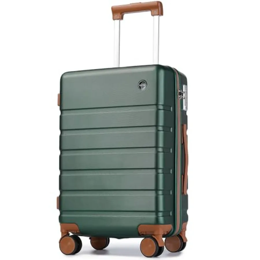 

20-Inch Green Hardside Carry-on Luggage with Spinner Wheels Airline Approved Hard Shell Suitcase TSA Lock Small Travel Luggage