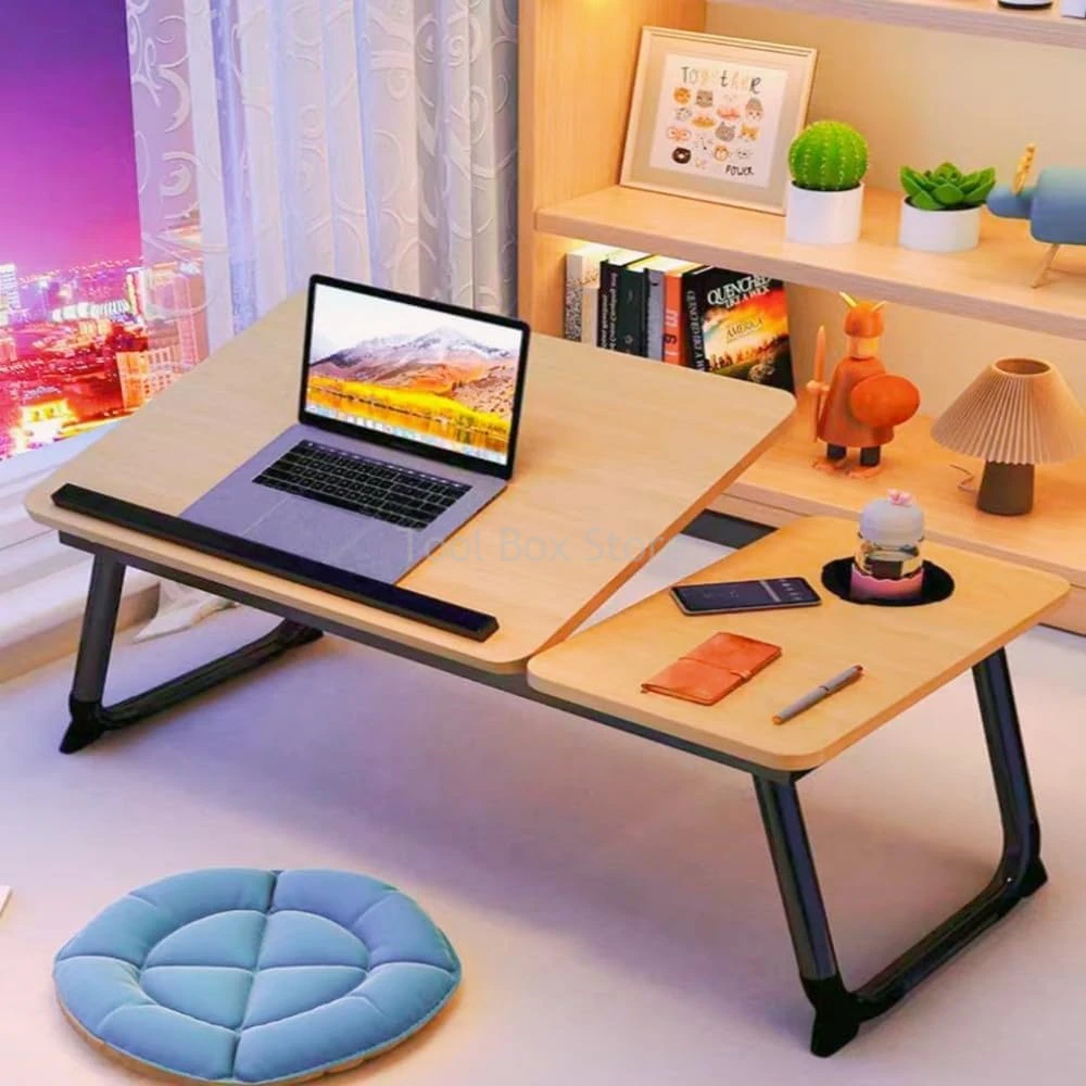 Computer Desk Laptop Table Height Adjustable Foldable Desk with Reading Holder with Cup Holder for Writing/Working on Bed/Sofa