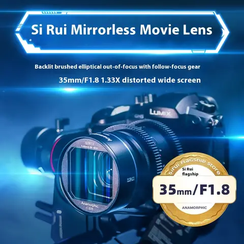 SIRUI 35mm F1.8 Anamorphic Lens 1.33x Lens Cinema Compatible with Leica L M4/3 M43 Sony E Canon R RF EOSM APS-C EF-M MFT Cameras