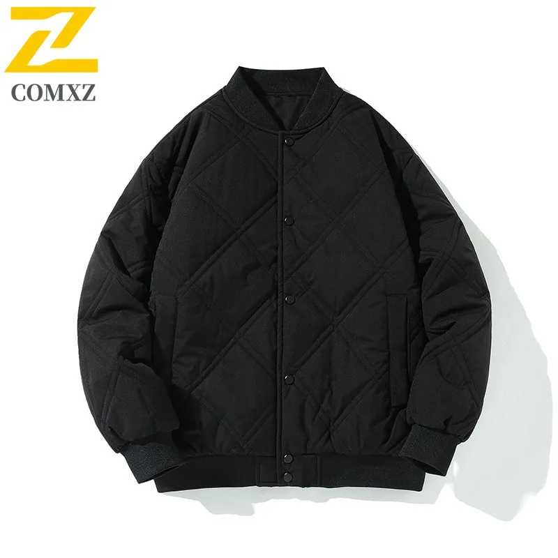 

COMXZ 2025 Baseball Collar Casual Padded Coat Men Winter Waterproof and Windproof Outdoor Sport Youth Loose Warm Leisure Jacket
