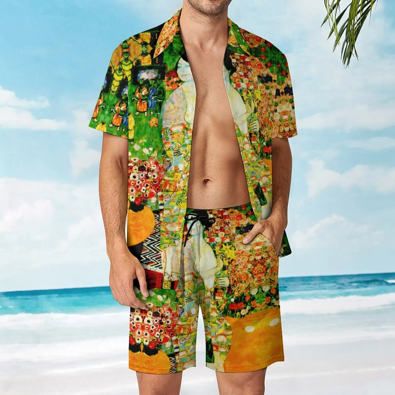 Men's Beach Suit Gustav Klimt The Dancer Die Tänzby 2 Pieces Coordinates  High Grade  Going Out Funny Graphic