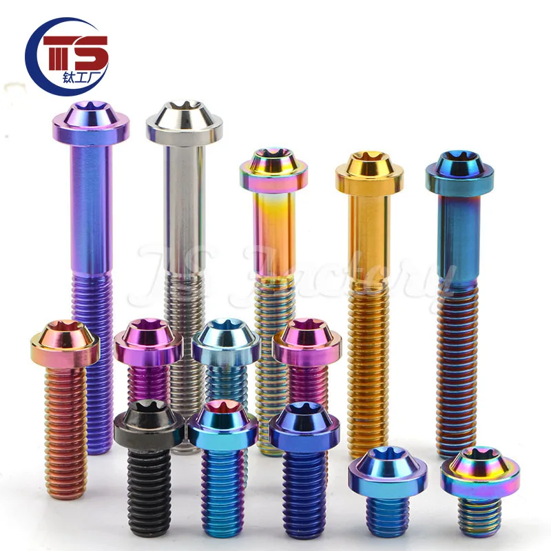 TS10pcsTitanium Bolt M10X40/45/50/55/60/65/70/75/80/85/90/100/110/120mm T50 Torx Plum Head Screws for Motorcycle Car Accessories